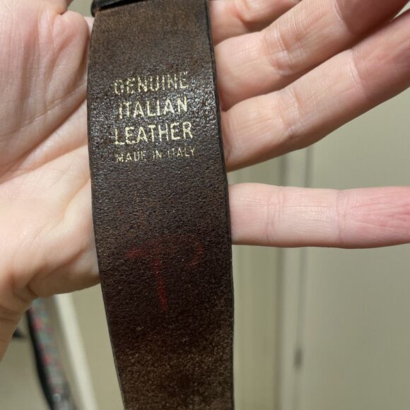 Vintage 90's Express Brown Leather Belt M Made In Italy 28”-32” - Picture 3 of 5